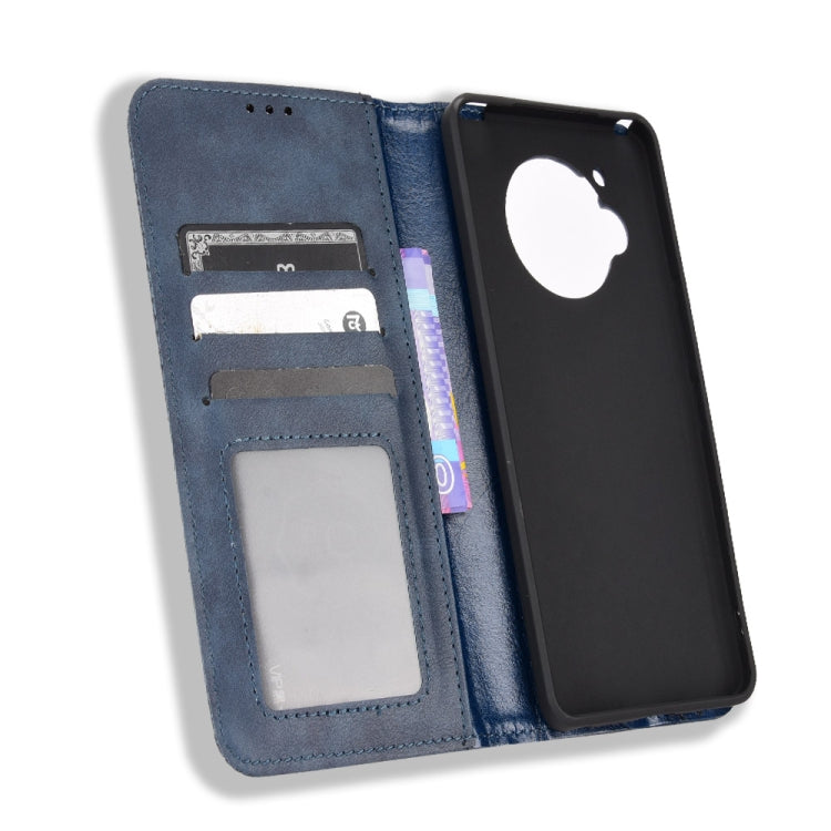 For Sharp Aquos R7 Magnetic Buckle Retro Texture Leather Phone Case