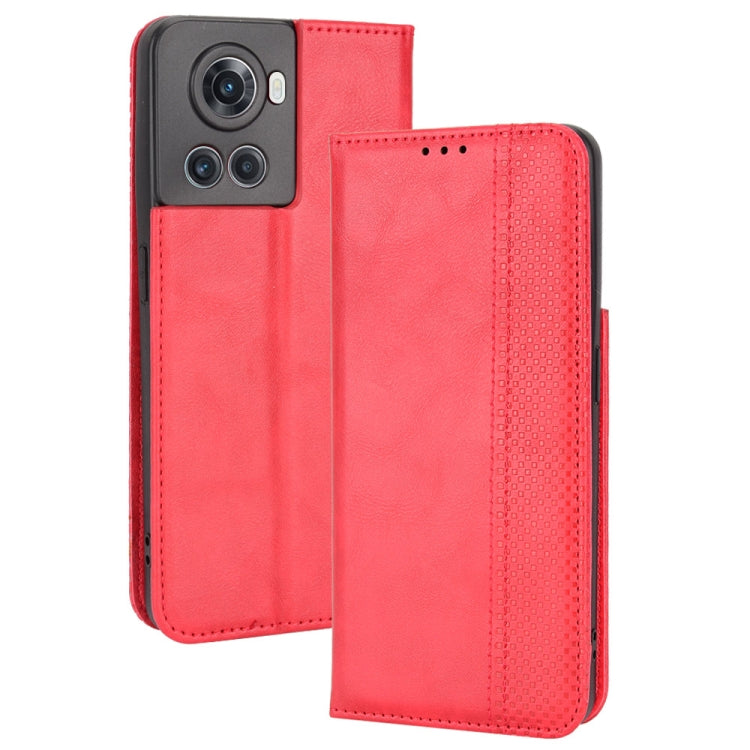 For OnePlus Ace 5G / 10R Magnetic Buckle Retro Texture Leather Phone Case