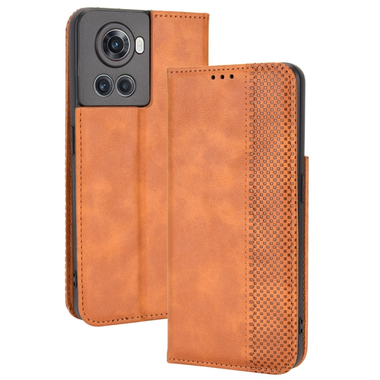 For OnePlus Ace 5G / 10R Magnetic Buckle Retro Texture Leather Phone Case