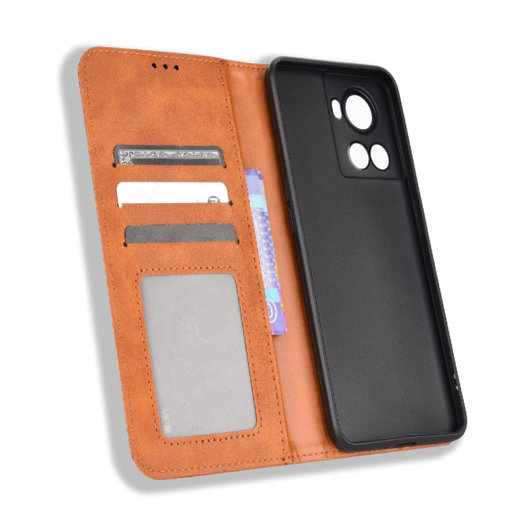 For OnePlus Ace 5G / 10R Magnetic Buckle Retro Texture Leather Phone Case