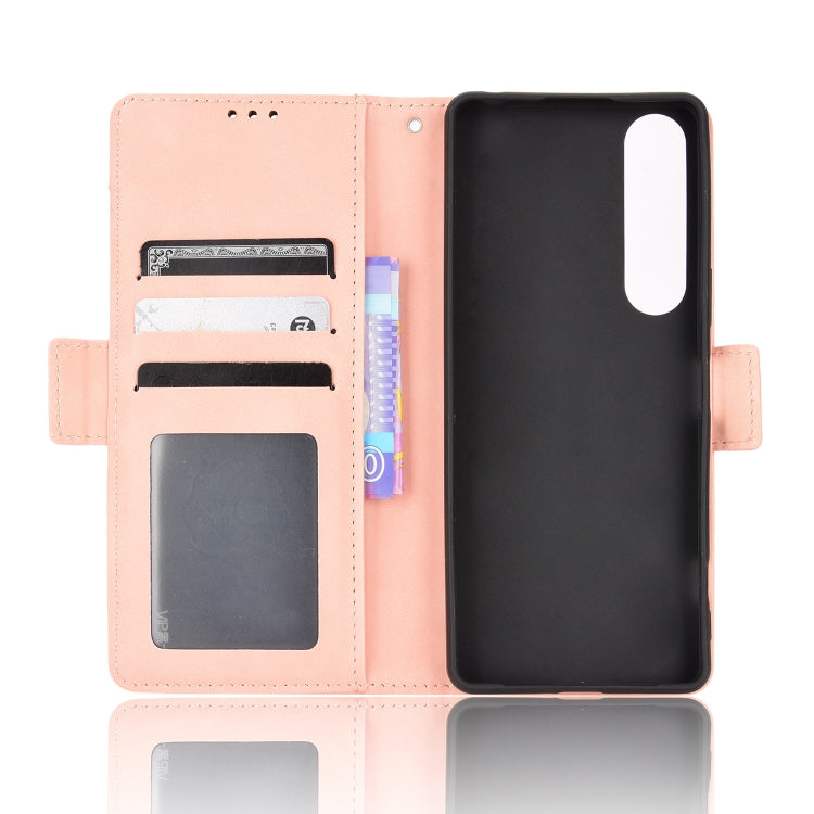 For Sony Xperia 1 IV Skin Feel Calf Texture Card Slots Leather Phone Case