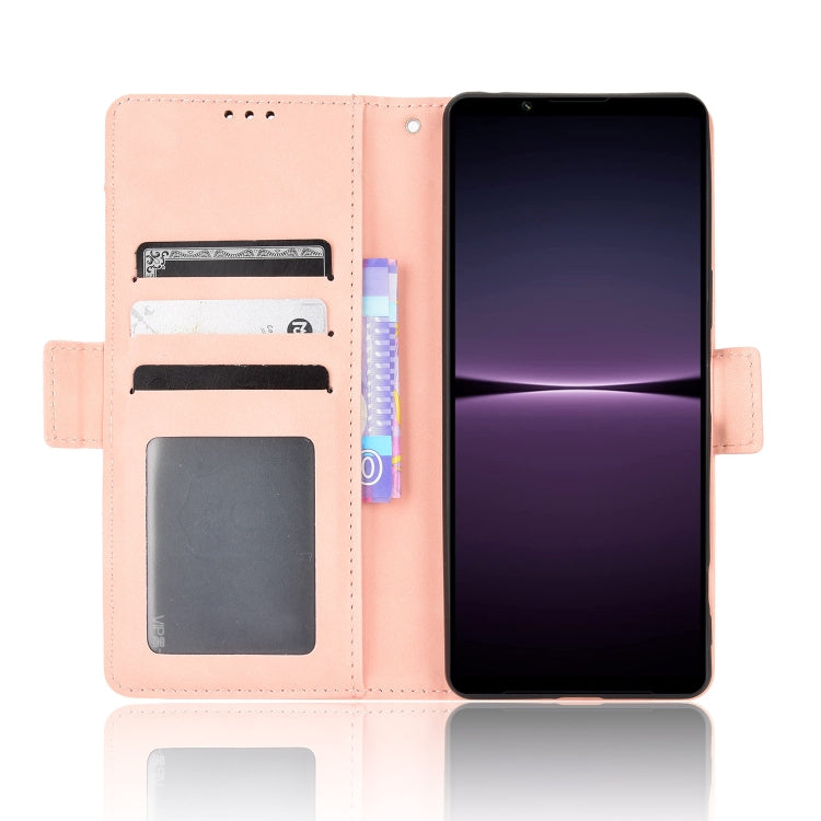 For Sony Xperia 1 IV Skin Feel Calf Texture Card Slots Leather Phone Case