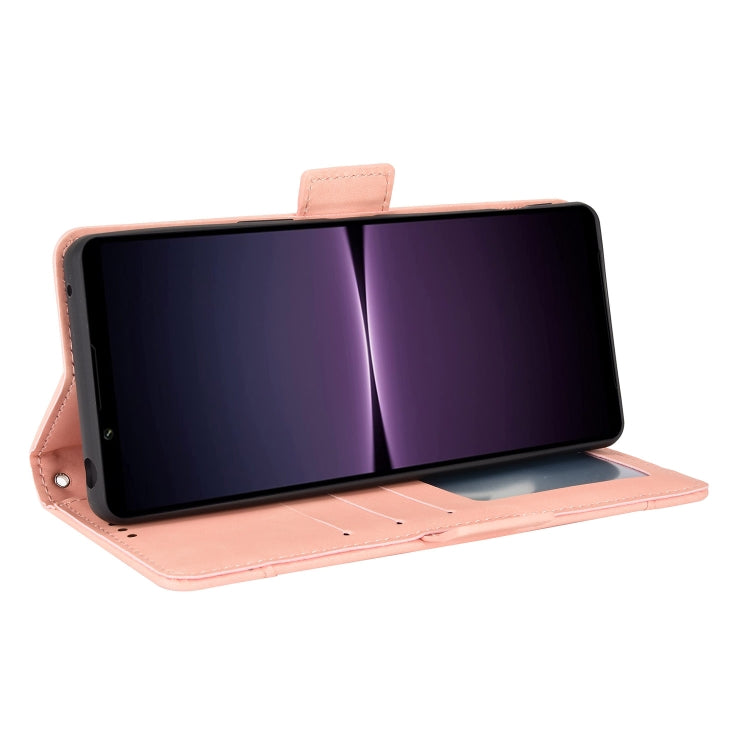 For Sony Xperia 1 IV Skin Feel Calf Texture Card Slots Leather Phone Case