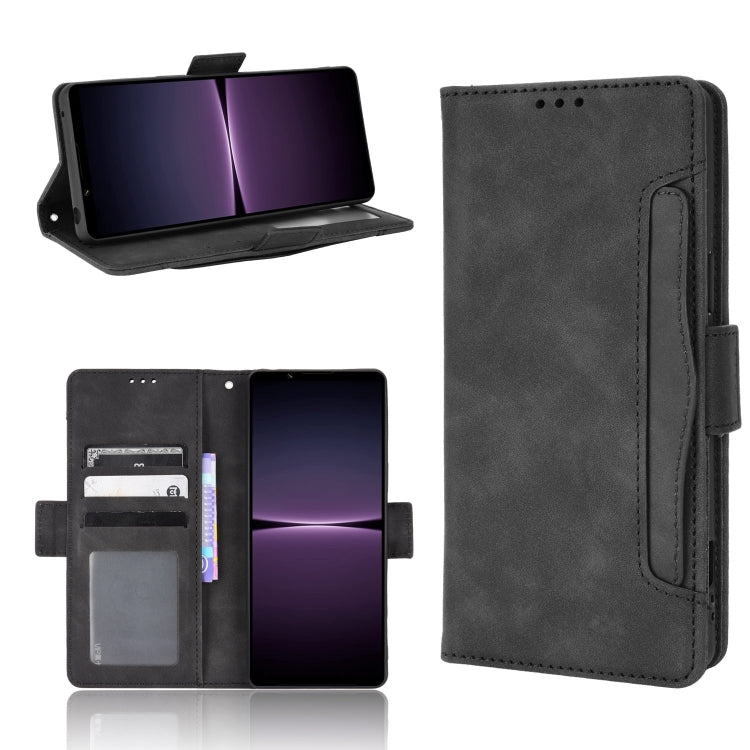 For Sony Xperia 1 IV Skin Feel Calf Texture Card Slots Leather Phone Case