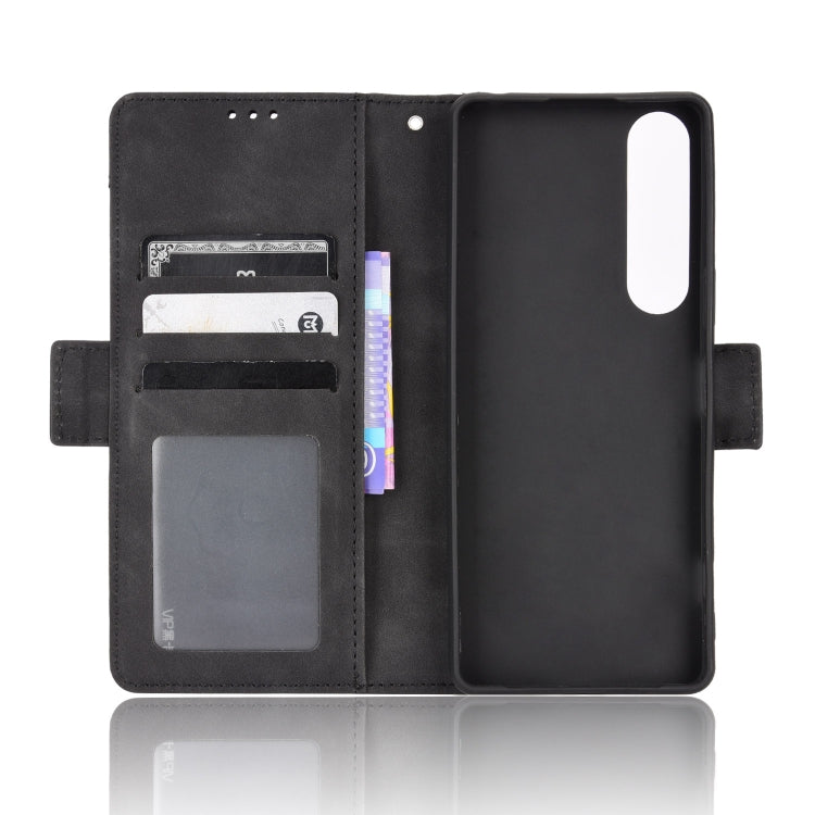 For Sony Xperia 1 IV Skin Feel Calf Texture Card Slots Leather Phone Case