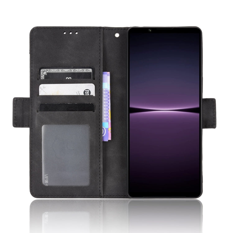 For Sony Xperia 1 IV Skin Feel Calf Texture Card Slots Leather Phone Case