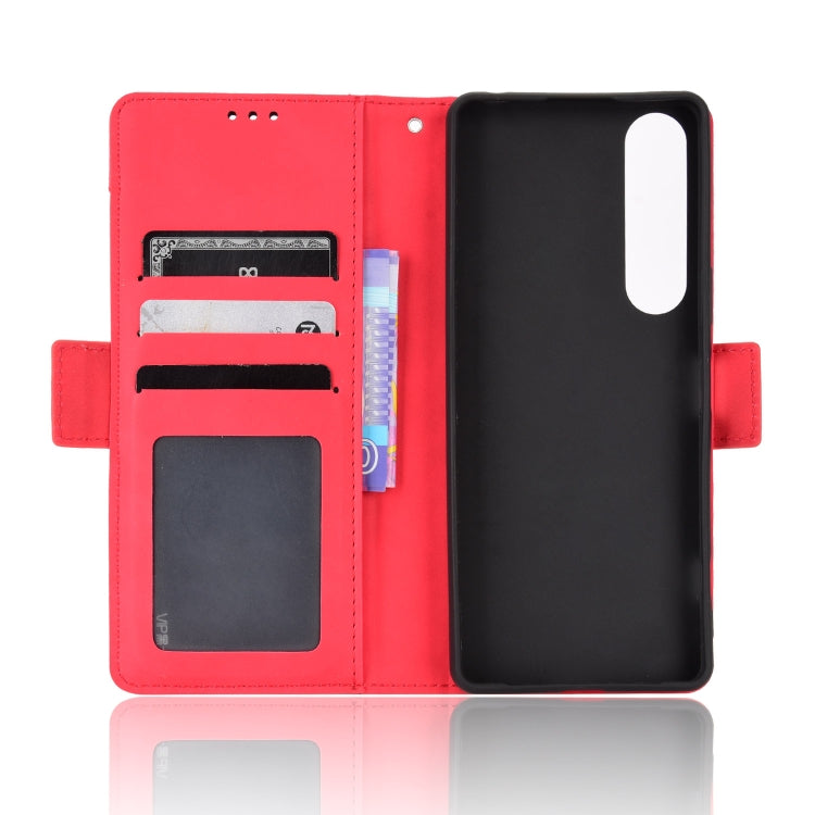 For Sony Xperia 1 IV Skin Feel Calf Texture Card Slots Leather Phone Case