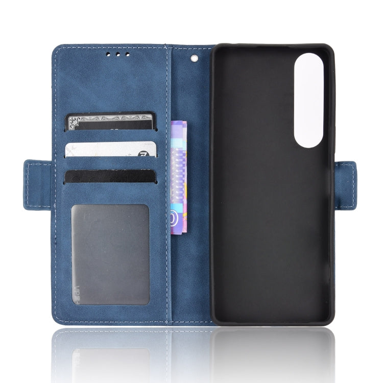 For Sony Xperia 1 IV Skin Feel Calf Texture Card Slots Leather Phone Case