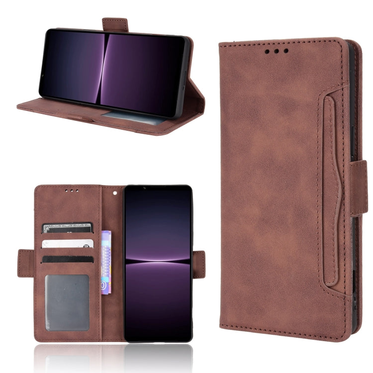 For Sony Xperia 1 IV Skin Feel Calf Texture Card Slots Leather Phone Case