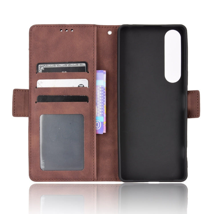 For Sony Xperia 1 IV Skin Feel Calf Texture Card Slots Leather Phone Case