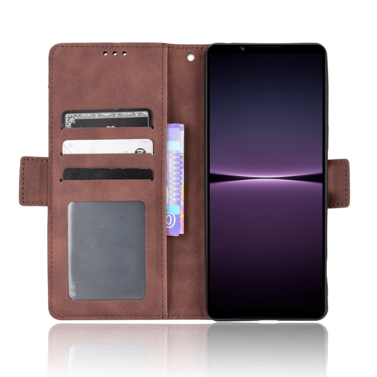 For Sony Xperia 1 IV Skin Feel Calf Texture Card Slots Leather Phone Case