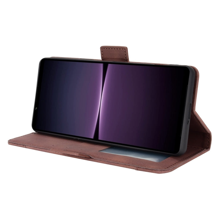 For Sony Xperia 1 IV Skin Feel Calf Texture Card Slots Leather Phone Case