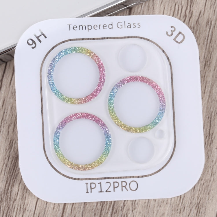 For iPhone 12 Pro Glitter Ring Tempered Glass Camera Lens Film