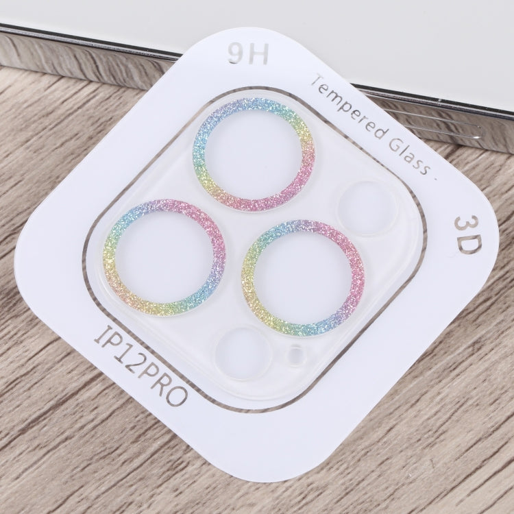 For iPhone 12 Pro Glitter Ring Tempered Glass Camera Lens Film