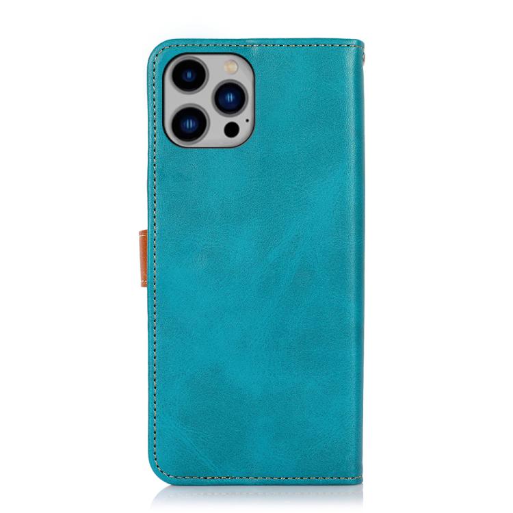 For iPhone 15 Pro KHAZNEH Dual-color Cowhide Texture Flip Leather Phone Case
