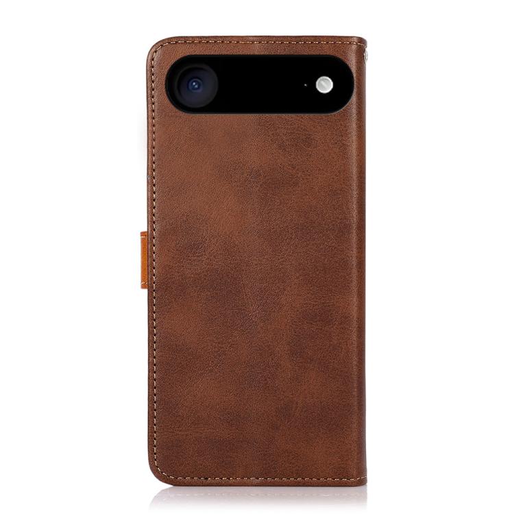 For iPhone 14 KHAZNEH Dual-color Cowhide Texture Flip Leather Phone Case