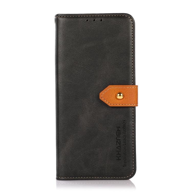 For iPhone 14 Pro KHAZNEH Dual-color Cowhide Texture Flip Leather Phone Case