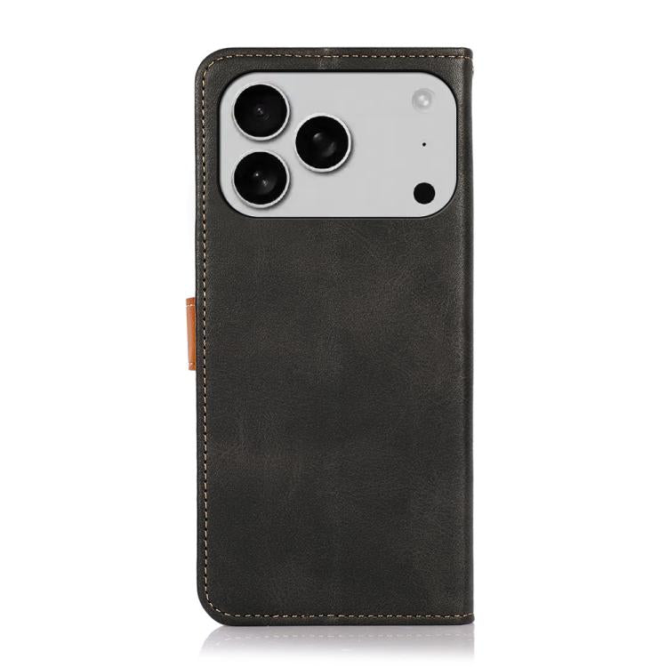 For iPhone 14 Pro KHAZNEH Dual-color Cowhide Texture Flip Leather Phone Case