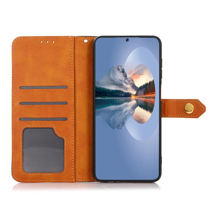 For iPhone 14 Pro KHAZNEH Dual-color Cowhide Texture Flip Leather Phone Case
