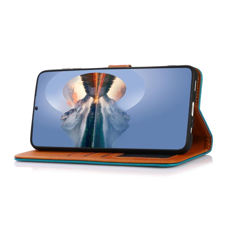 For iPhone 14 Pro KHAZNEH Dual-color Cowhide Texture Flip Leather Phone Case