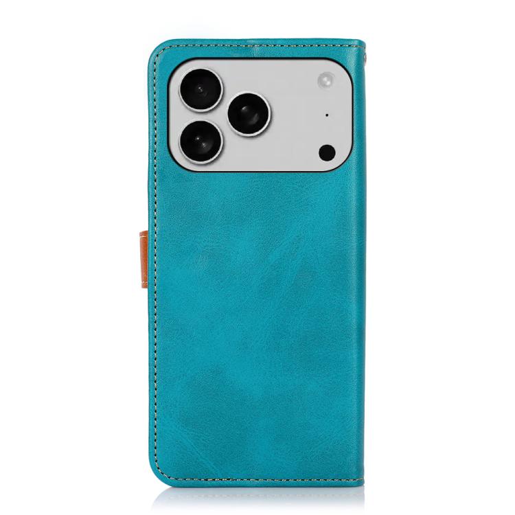 For iPhone 14 Pro KHAZNEH Dual-color Cowhide Texture Flip Leather Phone Case