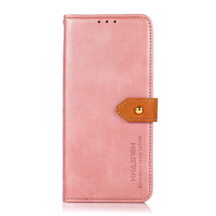 For iPhone 14 Pro KHAZNEH Dual-color Cowhide Texture Flip Leather Phone Case