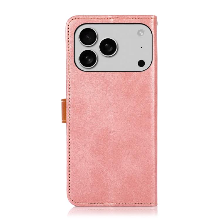 For iPhone 14 Pro KHAZNEH Dual-color Cowhide Texture Flip Leather Phone Case