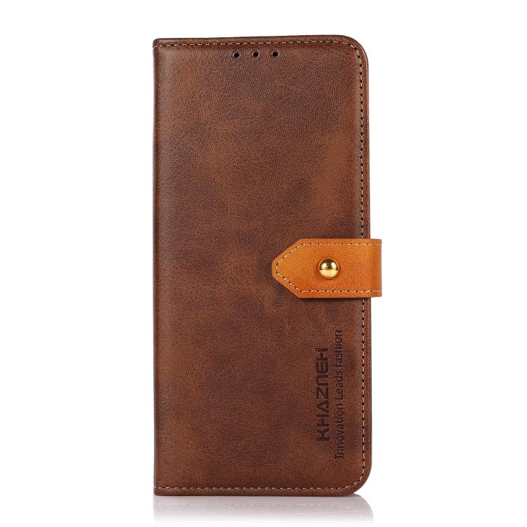 For iPhone 14 Pro KHAZNEH Dual-color Cowhide Texture Flip Leather Phone Case