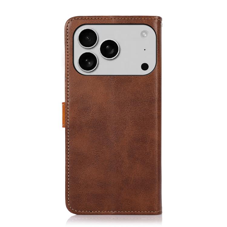 For iPhone 14 Pro KHAZNEH Dual-color Cowhide Texture Flip Leather Phone Case