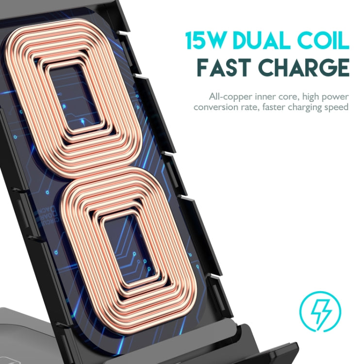 D2 15W Max 6 in 1 Multifunction Fast Wireless Charger Holder(Black)