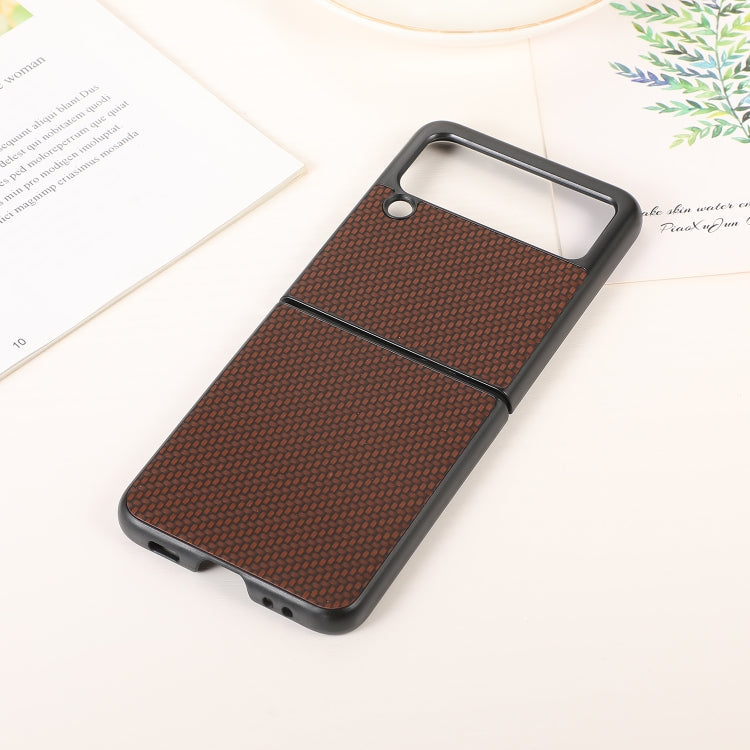 For Samsung Galaxy Z Flip3 5G Carbon Fiber Texture PU Leather Phone Case