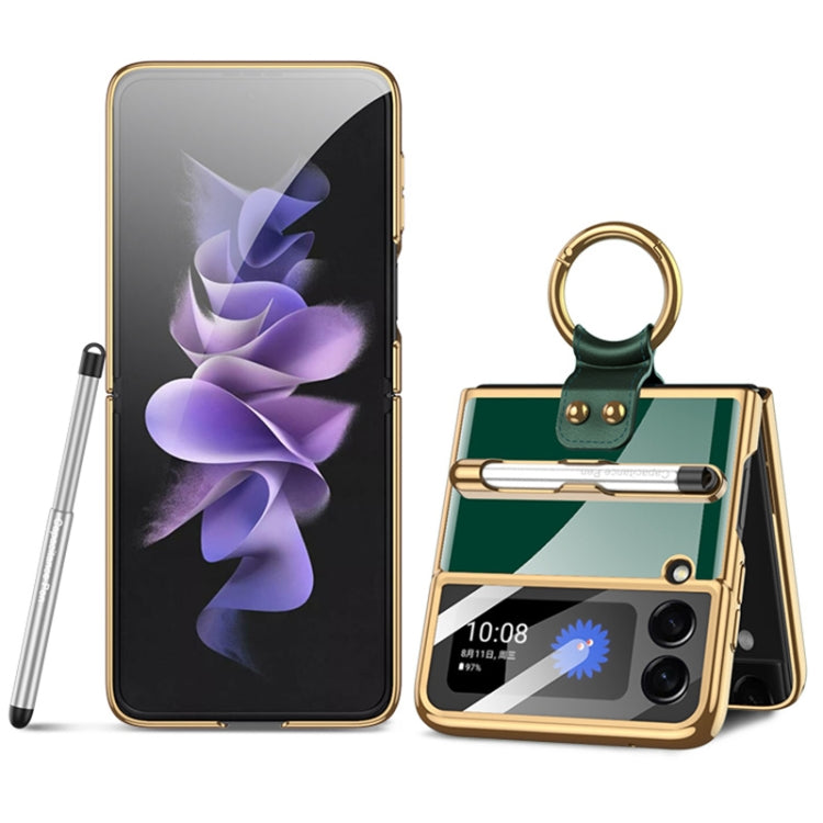 For Samsung Galaxy Z Flip3 5G GKK Integrated Solid Color Plating Phone Case with Ring Holder & Stylus Pen