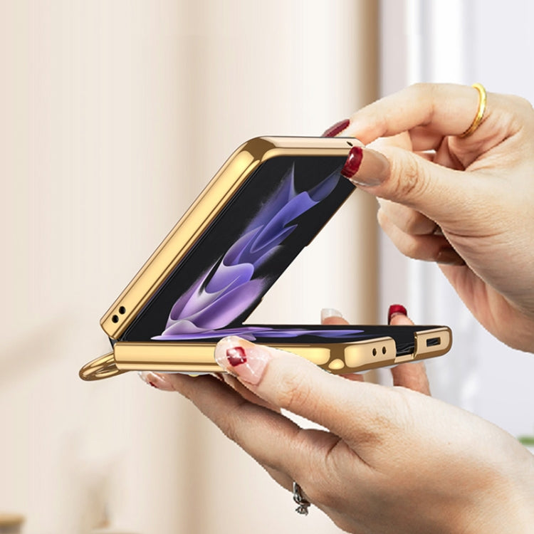 For Samsung Galaxy Z Flip3 5G GKK Integrated Solid Color Plating Phone Case with Ring Holder & Stylus Pen