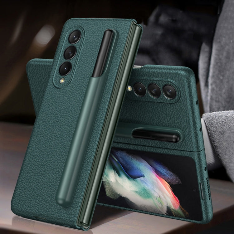 For Samsung Galaxy Z Fold3 5G GKK Ultra-thin Full Coverage Leather Phone Flip Case with Pen Holder