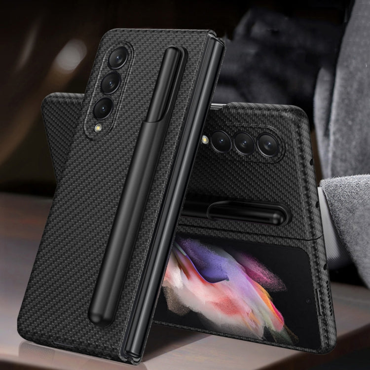 For Samsung Galaxy Z Fold3 5G GKK Ultra-thin Full Coverage Leather Phone Flip Case with Pen Holder