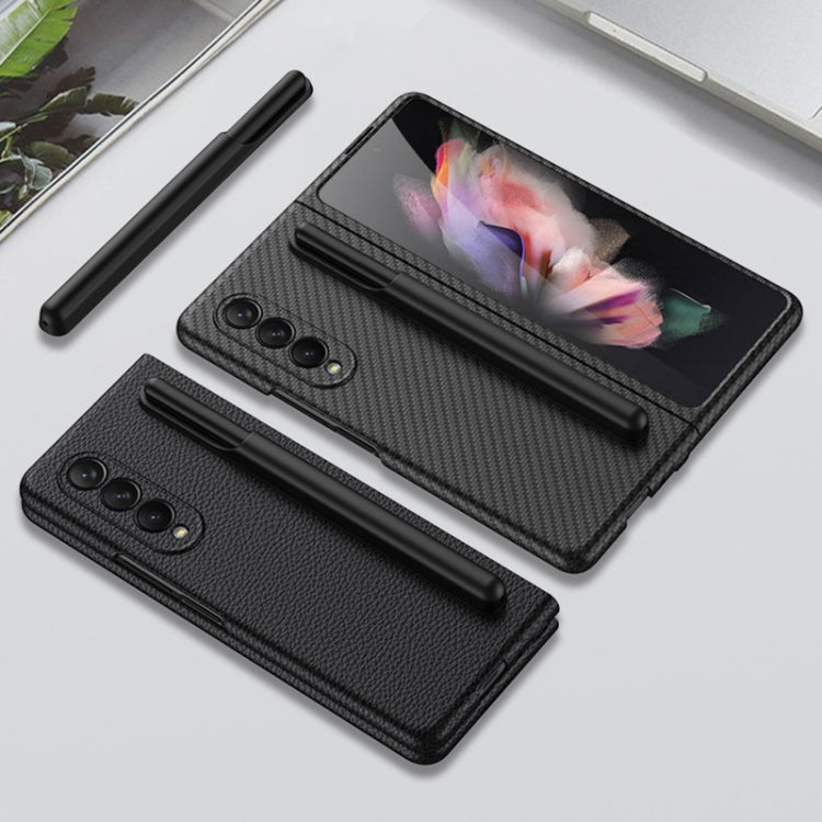 For Samsung Galaxy Z Fold3 5G GKK Ultra-thin Full Coverage Leather Phone Flip Case with Pen Holder