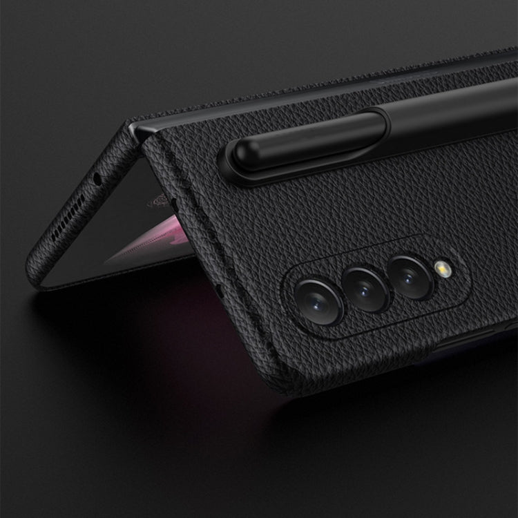 For Samsung Galaxy Z Fold3 5G GKK Ultra-thin Full Coverage Leather Phone Flip Case with Pen Holder