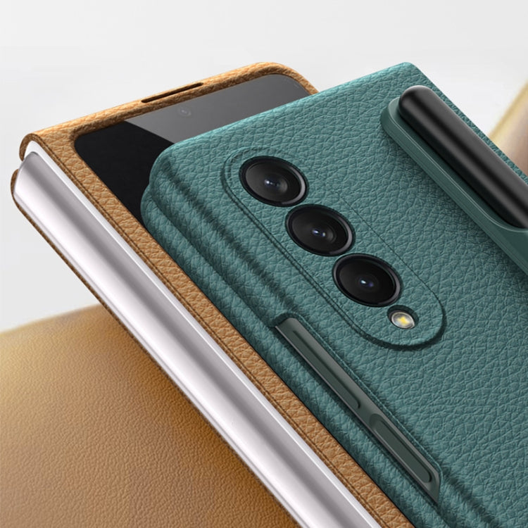 For Samsung Galaxy Z Fold3 5G GKK Ultra-thin Full Coverage Leather Phone Flip Case with Pen Holder