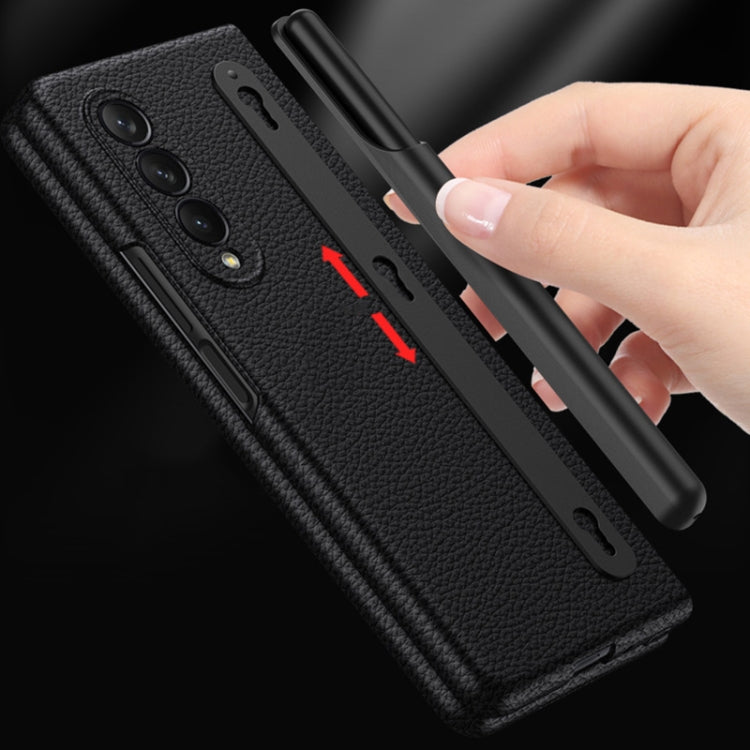 For Samsung Galaxy Z Fold3 5G GKK Ultra-thin Full Coverage Leather Phone Flip Case with Pen Holder