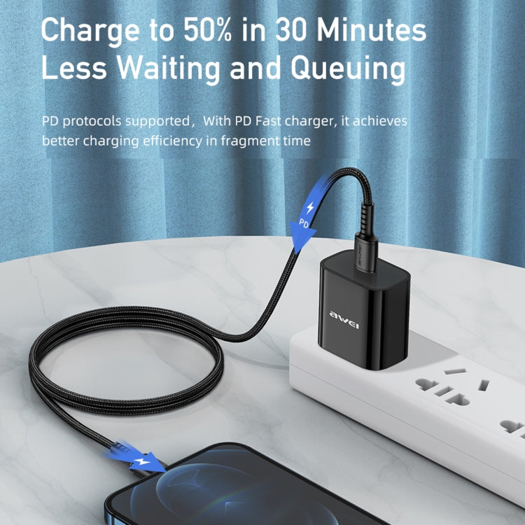 awei CL-118L 20W Type-C / USB-C to 8 Pin Fast Charging Data Cable, Length: 1m