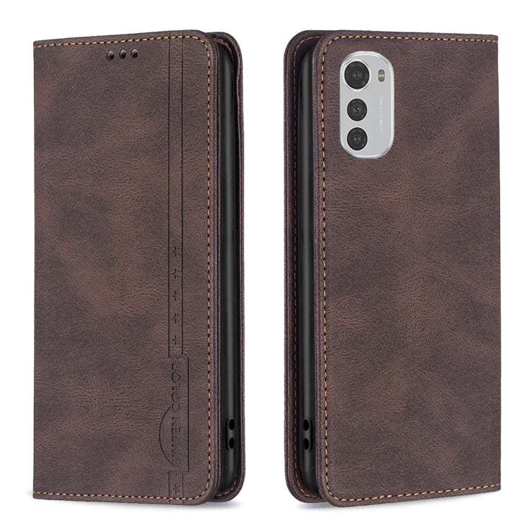 For Motorola Moto E32 4G Magnetic RFID Anti-Theft Leather Phone Case