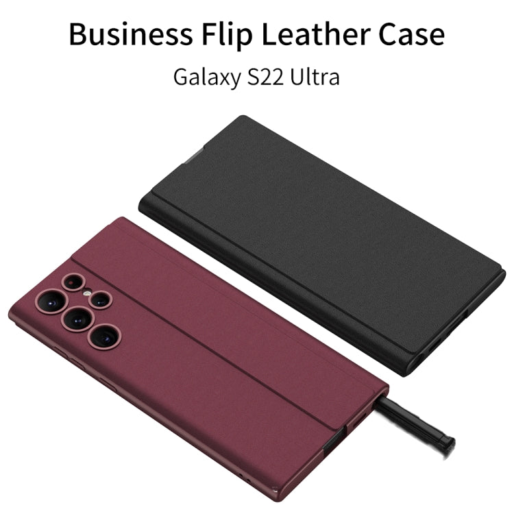 For Samsung Galaxy S22 Ultra 5G GKK Flip Leather Phone Case with Stylus Pen