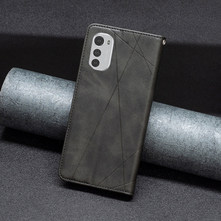 For Motorola Moto E32 4G / Moto E32s Prismatic Invisible Magnetic Leather Phone Case