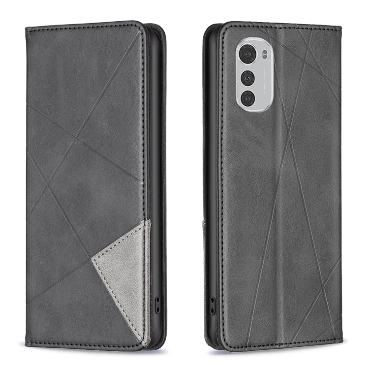 For Motorola Moto E32 4G / Moto E32s Prismatic Invisible Magnetic Leather Phone Case