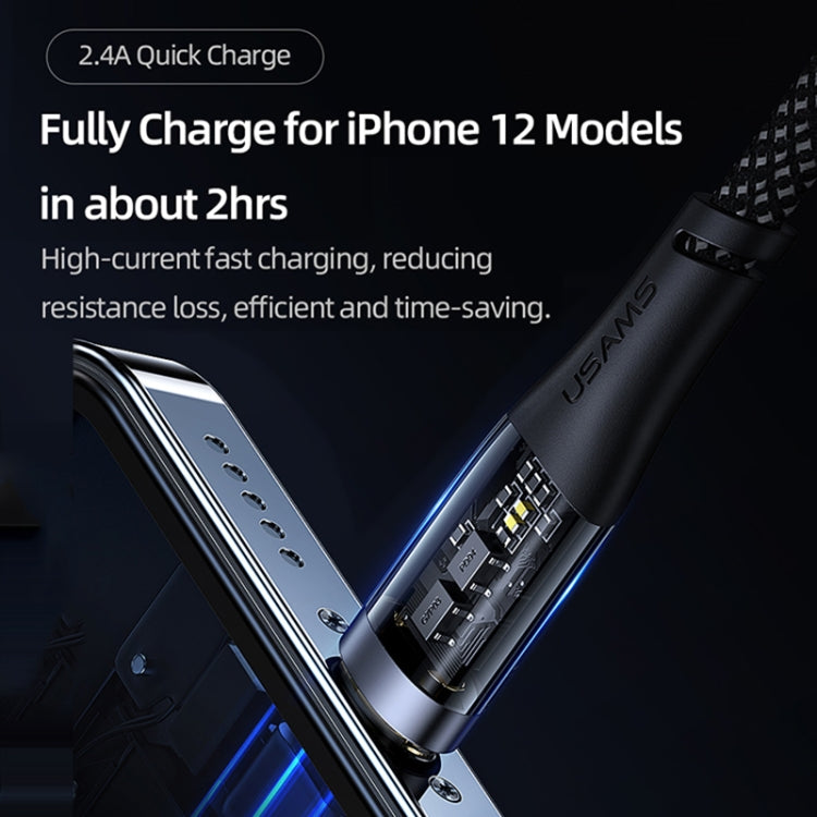 USAMS US-SJ571 Icy Series 1.2m USB to 8 Pin Aluminum Alloy Fast Charging Data Cable