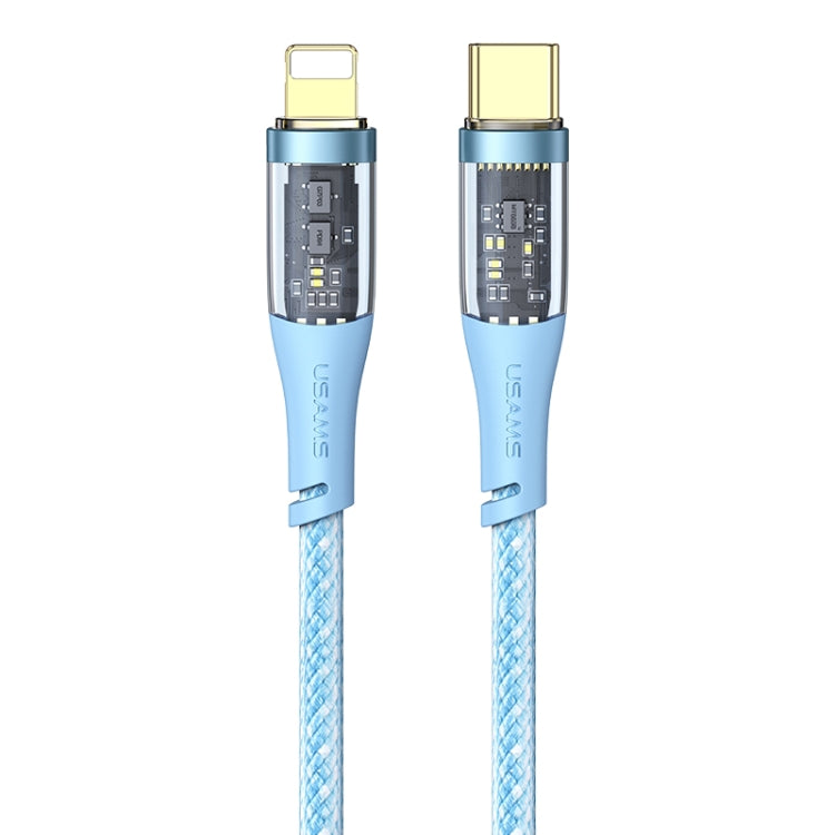 USAMS US-SJ573 Icy Series 1.2m Type-C to 8 Pin PD 20W Aluminum Alloy Data Cable