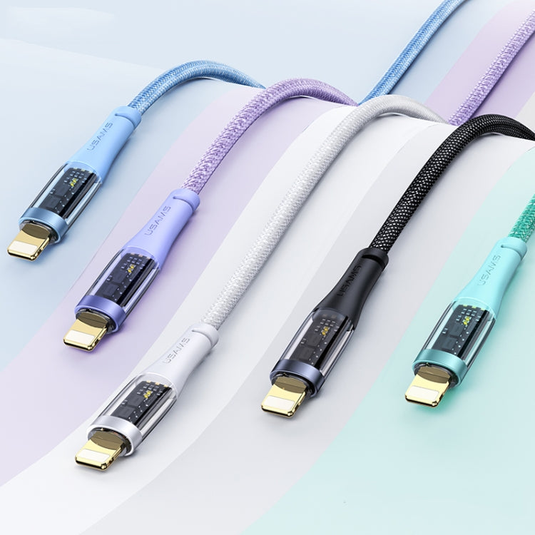 USAMS US-SJ573 Icy Series 1.2m Type-C to 8 Pin PD 20W Aluminum Alloy Data Cable