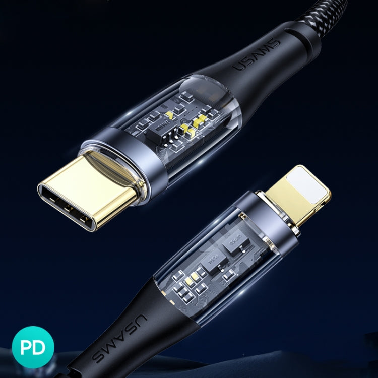 USAMS US-SJ573 Icy Series 1.2m Type-C to 8 Pin PD 20W Aluminum Alloy Data Cable