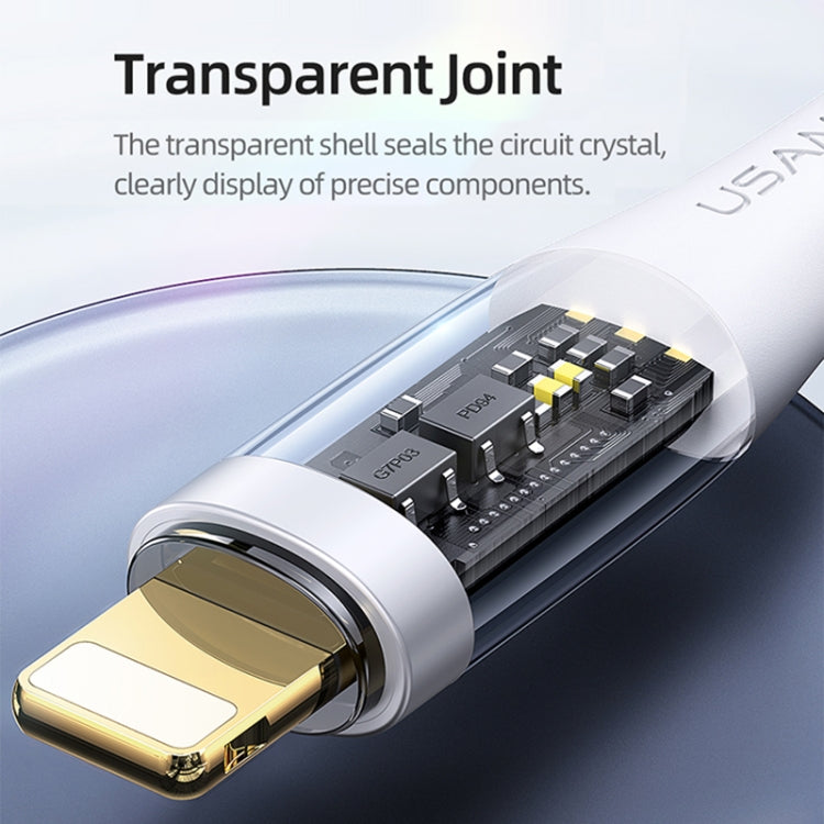 USAMS US-SJ573 Icy Series 1.2m Type-C to 8 Pin PD 20W Aluminum Alloy Data Cable