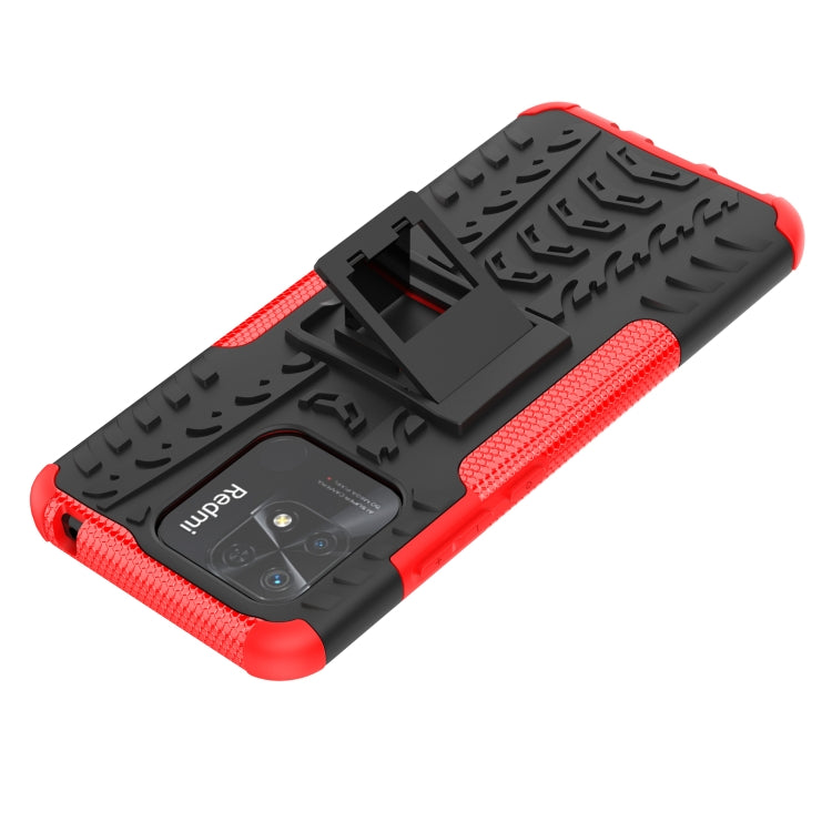 For Xiaomi Redmi 10C 4G Global Tire Texture TPU + PC Phone Case with Holder